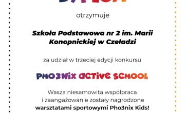 WYGRALIŚMY WARSZTATY SPORTOWE w trzeciej edycji konkursu Pho3nix Active School 
